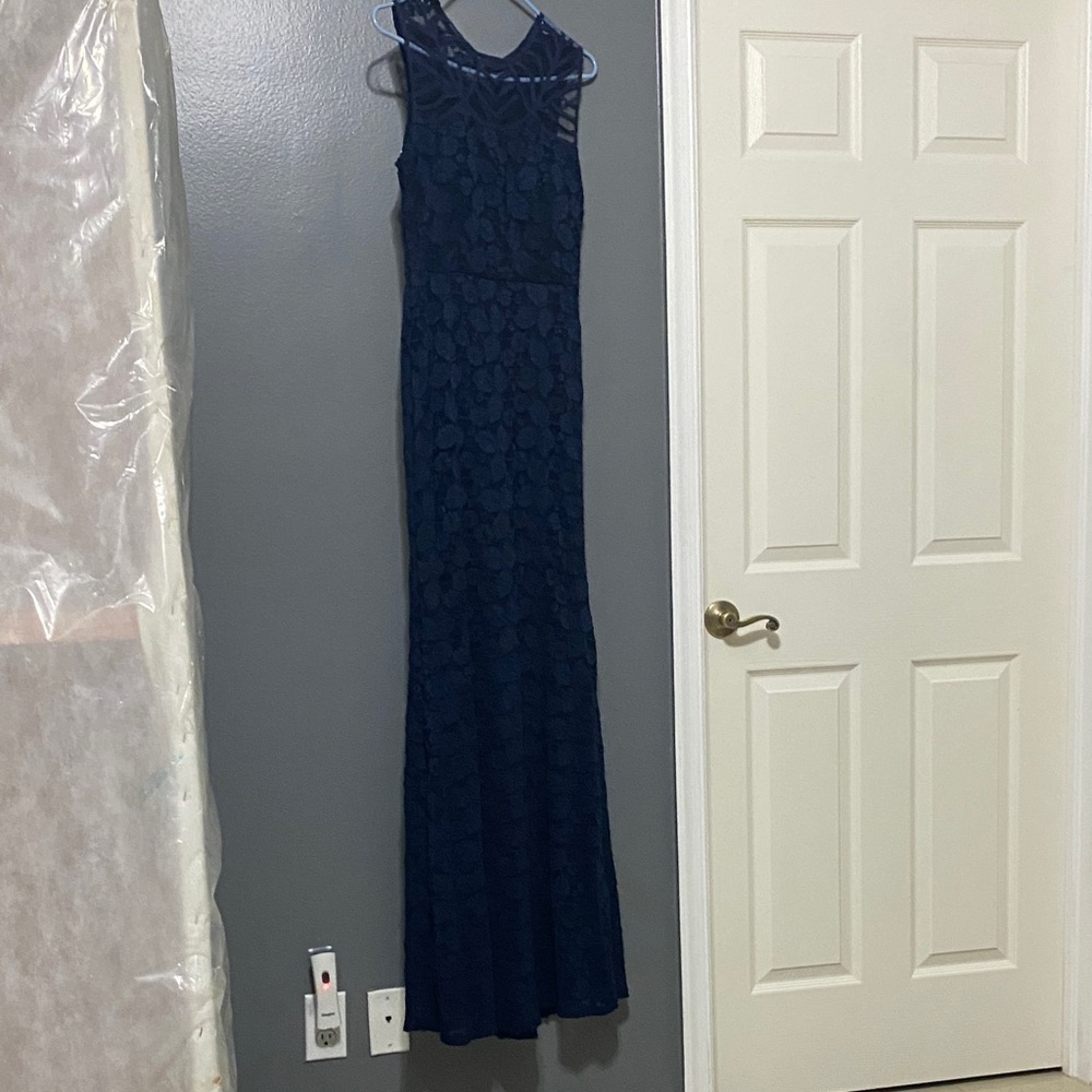 Elegant Navy Blue Lace Dress